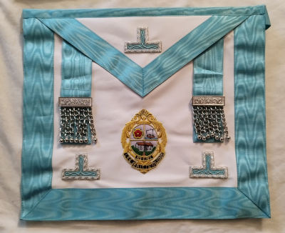 Craft Worshipful Masters Apron - Leather - Embroidered Lodge Logo - Click Image to Close